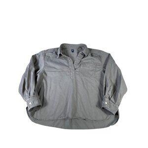 Gap Denim Gray Long-Sleeve Button-Cuff Shirt XL 100% Cotton Pullover Casual